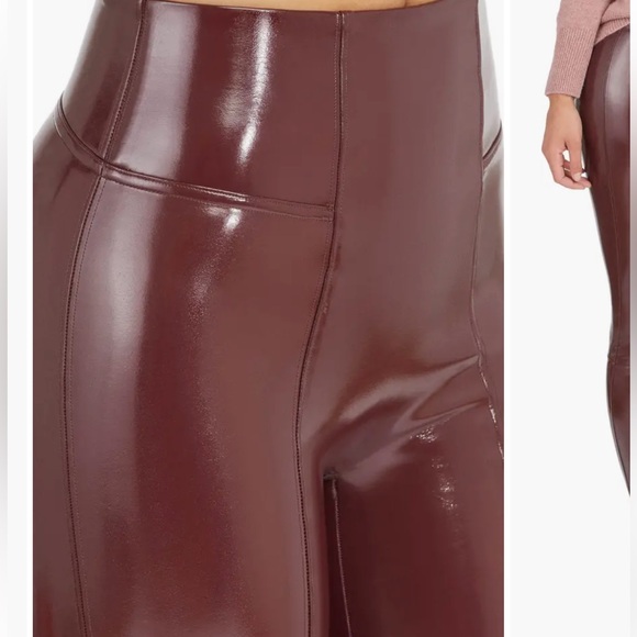 Spanx Faux Patent Leather Leggings Burgundy - Picture 2 of 13